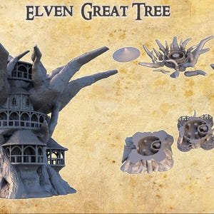 Elven Great Tree - Tabletop Terrain - 28 MM, Tabletop 3D Printed Terrain by MiniatureLand, Perfect for Wargaming and RPGs