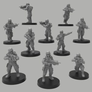 Heck Ghosts Sturminfanterie mit Rifles, halbmodulare Sci-Fi Krieger von ThatEvilOne, Sci-Fi Wargames Guard Proxy, Imperial Auxilia Army