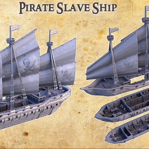 Pirate Slave Ship - Tabletop Terrain - 28 MM, Tabletop 3D Printed Terrain by MiniatureLand, Perfect for Wargaming and RPGs