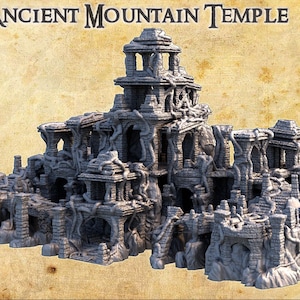 Ancient Mountain Temple - Tabletop Terrain - 28 MM, Tabletop 3D Printed Terrain by MiniatureLand, Perfect for Wargaming and RPGs