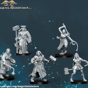 Sisters of the Hammergod Warband, Fantasy Skirmish Miniatures by Magori Miniatures, perfect for Fantasy Wargames and RPGs