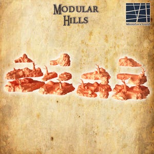 Modular Hills - Tabletop Terrain - 28 MM, Tabletop 3D Printed Terrain by MiniatureLand, Perfect for Wargaming and RPGs