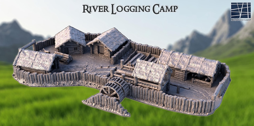 River Logging Camp - Tabletop Terrain - 28 MM, Tabletop 3D Printed ...