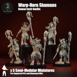 Roman Saytr Warp-Horn Shamans, semi-modular Sci-Fi warriors by ThatEvilOne, Sci-fi Wargames Proxy, Beastmen Roman-inspired chaos army