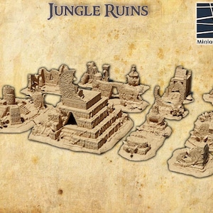 Jungle Ruin - Tabletop Terrain - 28 MM, Tabletop 3D Printed Terrain by MiniatureLand, Perfect for Wargaming and RPGs