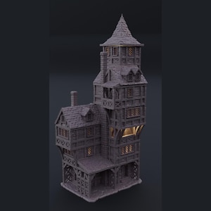 Medieval Long Building - Tabletop Terrain - 28 MM, Tabletop 3D Printed Terrain by MiniatureLand, Perfect for Wargaming and RPGs