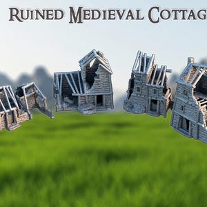 Ruined Medieval Cottages - Tabletop Terrain - 28 MM, Tabletop 3D Printed Terrain by MiniatureLand, Perfect for Wargaming and RPGs