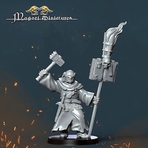 Witch Hunter Warrior Priest, Fantasy Skirmish Miniatures by Magori Miniatures, perfect for Fantasy Wargames and RPGs