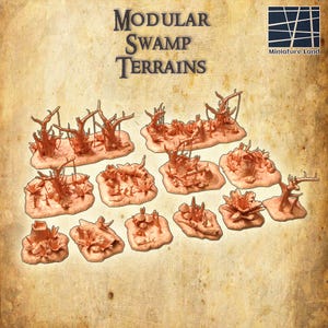 Swamp Terrain - Tabletop Terrain - 28 MM, Tabletop 3D Printed Terrain by MiniatureLand, Perfect for Wargaming and RPGs