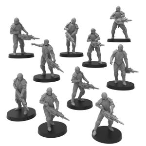 Compañeros elfos artilleros, guerreros de ciencia ficción monopose de ThatEvilOne, elfos espaciales de Grimdark