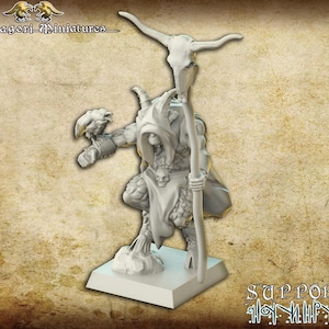 Goatman Shaman, Fantasy Miniatures by Magori Miniatures, perfect for Fantasy Wargames and RPGs