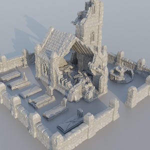 Ruined Small Church - Tabletop Terrain - 28 MM, Tabletop 3D Printed Terrain by MiniatureLand, Perfect for Wargaming and RPGs