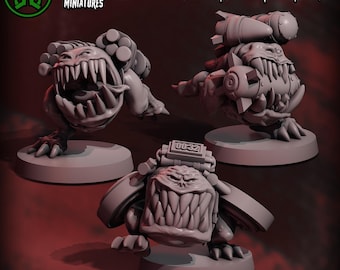 Bomb Chompas, Space-Faring Orkish Menace Sculpted by Mekka Miniatures, Grimdark Compatible, Scaled for Sci-Fi Miniature Wargames