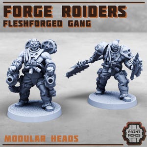 Forge Roiders - Fleshforged Gang - una banda muscolosa - Mercenari Grimdark di fantascienza di Print Minis