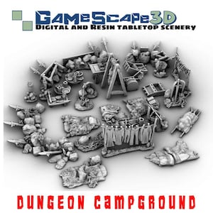 Dungeon Campground by GameScape3D - 3D Printed Tabletop Terrain, Perfect for Wargames, Board Games, RPGs