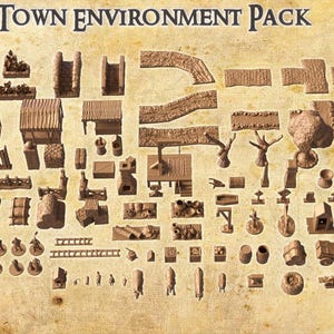 Pack Environnement de la ville - Terrain sur table - 28 mm, Terrain sur table imprimé en 3D par MiniatureLand, parfait pour les jeux de guerre et les RPG