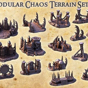 Modular Chaos Terrain Set - Tabletop Terrain - 28 MM, Tabletop 3D Printed Terrain by MiniatureLand, Perfect for Wargaming and RPGs