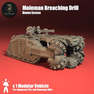 Moleman Breaching Drill, Modular Sci-Fi Vehicle by ThatEvilOne, Sci-Fi Wargames Proxy, Imperial heretic Auxillia Transport Assault Drill