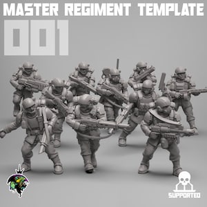 MODULAR Master Regiment Template, Modular Sci-Fi Wargames Space Guard Miniatures by Reptilian Overlords,  Imperial guard infantry regiment