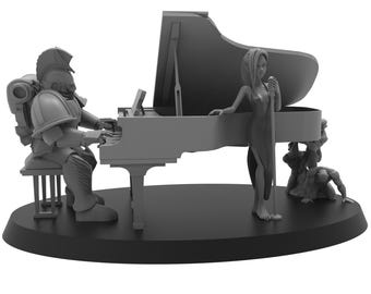 Perfect Sons Cult Pianist and Singer, monopose Sci-Fi Character Model by ThatEvilOne, Sci-Fi Wargames Proxy Character