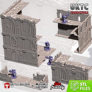 Modulare CATHEDRAL RUINS UKTC Kompatibles Set Txarli Fabrik Ruined Gebäude Gelände Stadtbild Set, Perfekt für Tabletop Wargames