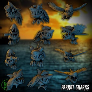 Parrot Sharks, Space-Faring Orkish Menace Sculpted by Mekka Miniatures, Grimdark Compatible, Scaled for Sci-Fi Miniature Wargames