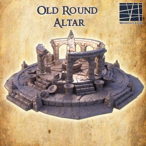 Old Round Altar - Tabletop Terrain - 28 MM, Tabletop 3D Printed Terrain by MiniatureLand, Perfect for Wargaming and RPGs