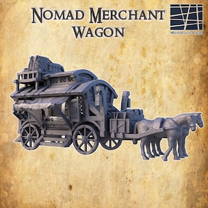 Nomad Merchant Wagon - 卓上地形 - 28 MM、MiniatureLand製卓上3Dプリント地形、ウォーゲームやRPGに最適