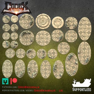 Cursed Temple Round and Oval Bases for use in Tabletop Wargames by Codex Universalis