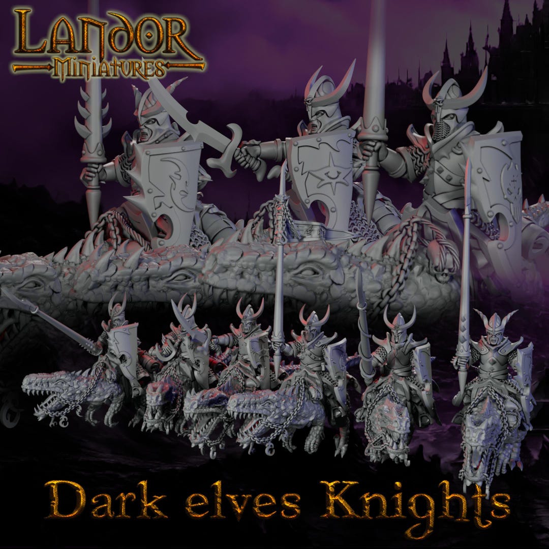 Elf Raptor Dark Elves Raptor Knights, Modular Dark Elven Miniatures by Landor ...