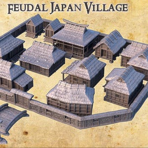 Feudal Japan Village - Tabletop Terrain - 28 MM, Tabletop 3D Printed Terrain by MiniatureLand, Perfect for Wargaming and RPGs