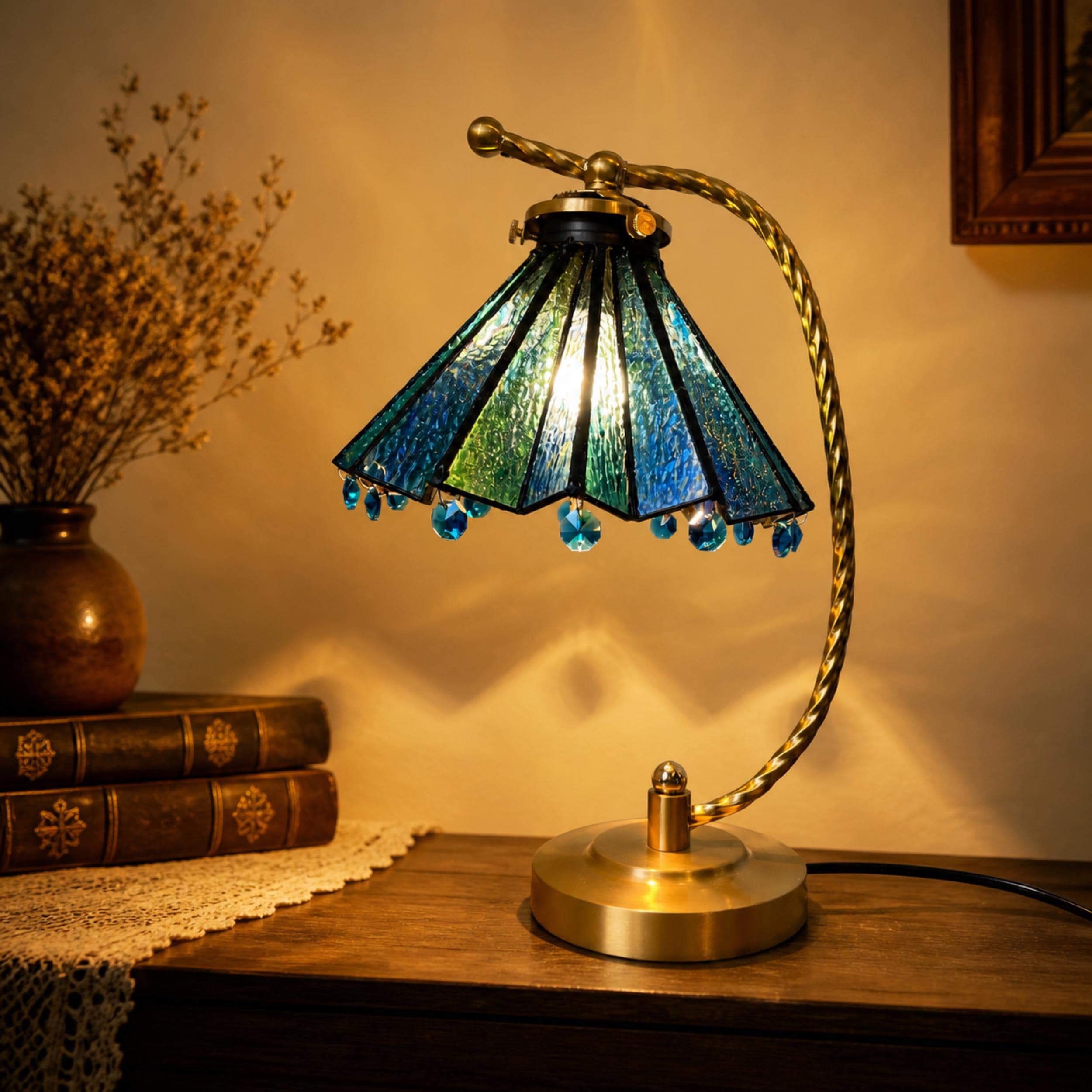 Stained Glass Lamp Shade Blue - Etsy