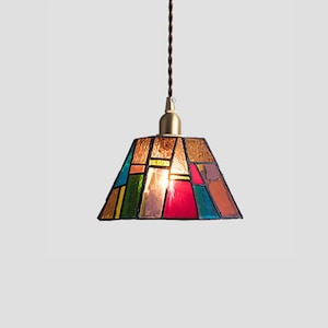 Tiffany-Style Red color Pendant Light – Handmade Stained Glass Lighting Fixture PL2440