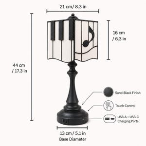 Sand-Black Finis Touch Control with USB-A + USB-C Charging Ports table lamp base.