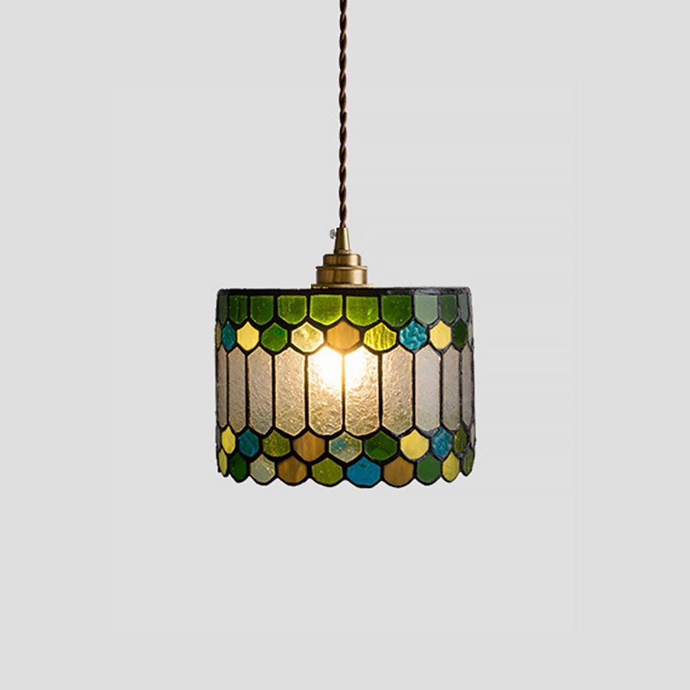 Rustic Victorian Tiffany Pendant Light Fixture Handmade Stained Glass Hanging Lamp PL2409