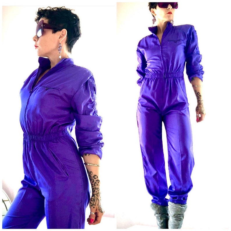 Epic vintage shimmery electric purple perfect fit jumpsuit