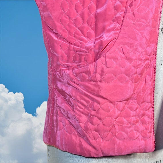 Neon bubblegum pink vintage 60’s cropped quilted … - image 4