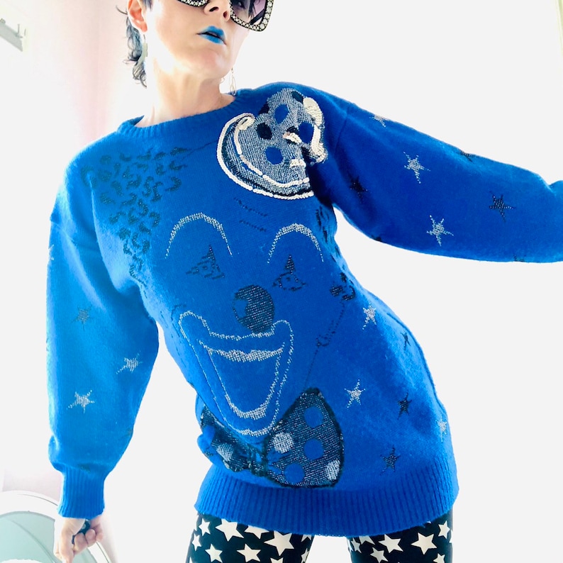 Amazing vintage 80/'s90/'s sequin glitter clown sweater