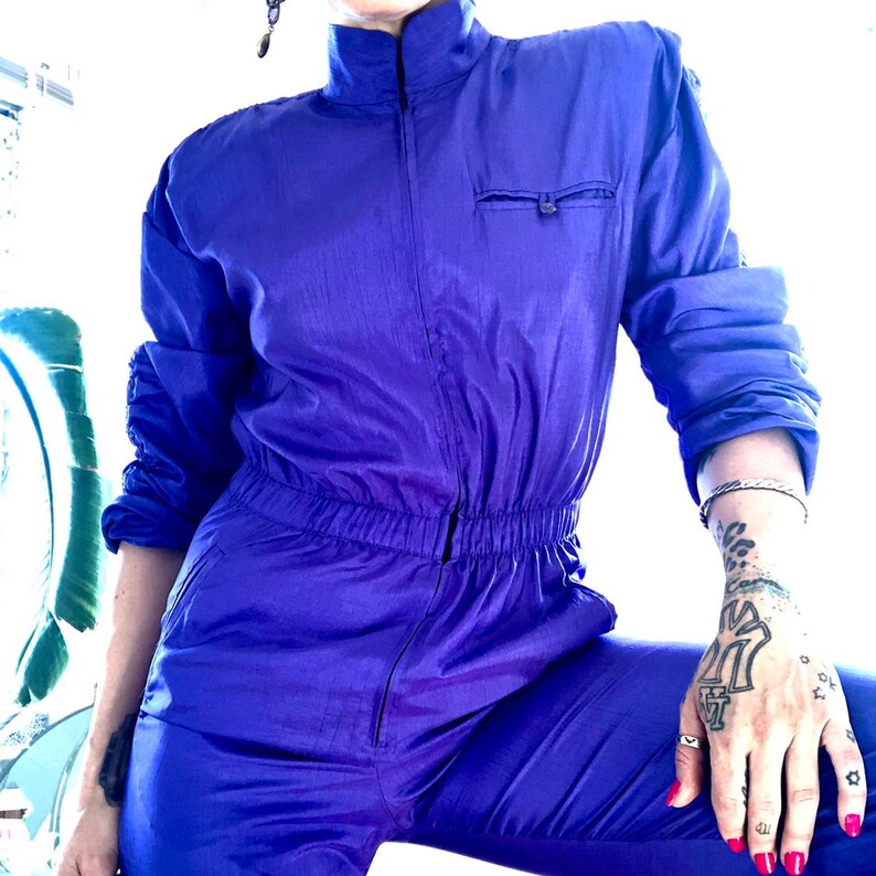 Epic vintage shimmery electric purple perfect fit jumpsuit