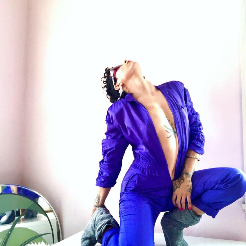 Epic vintage shimmery electric purple perfect fit jumpsuit
