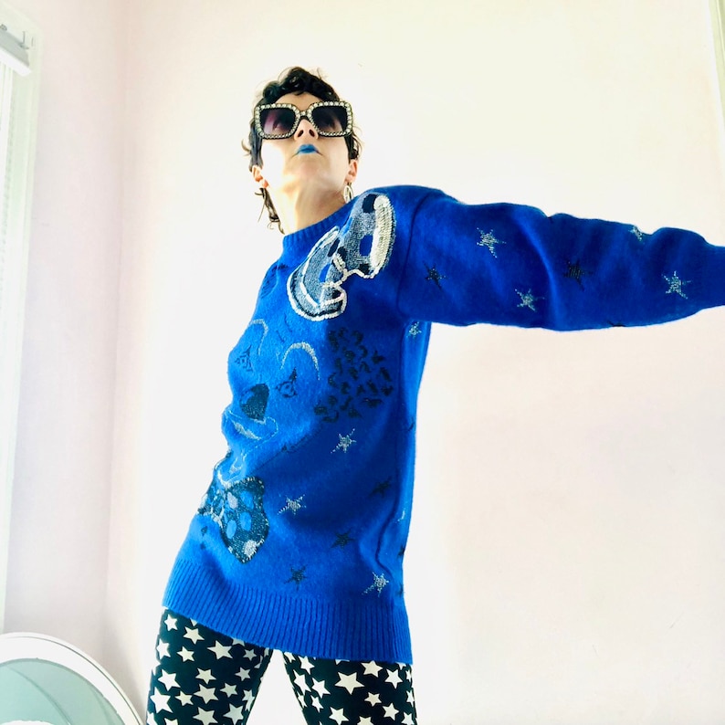 Amazing vintage 80/'s90/'s sequin glitter clown sweater