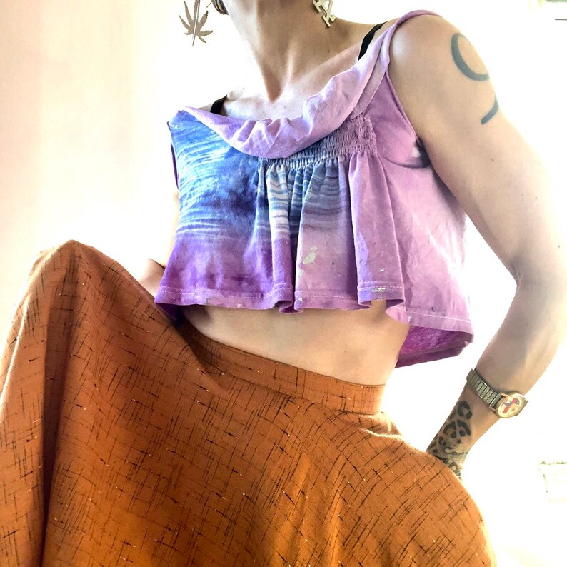 Vintage 90/'s tie-dye Luxury jones re-worked ooak asymmetrical top