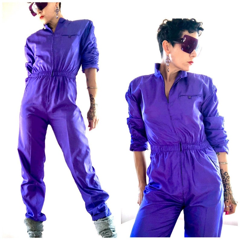 Epic vintage shimmery electric purple perfect fit jumpsuit
