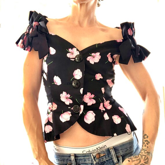 Vintage 90's avant-garde floral silk Westwood insp