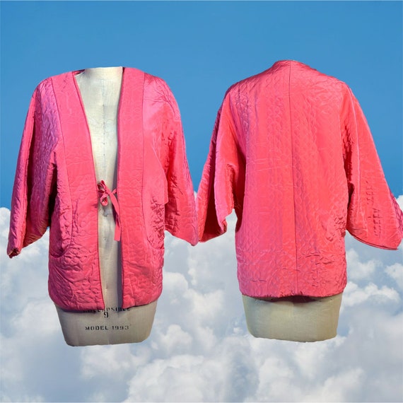 Neon bubblegum pink vintage 60’s cropped quilted … - image 5