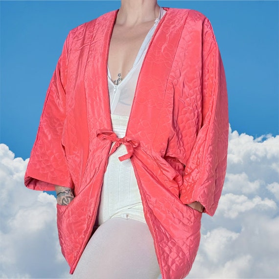Neon bubblegum pink vintage 60’s cropped quilted … - image 3