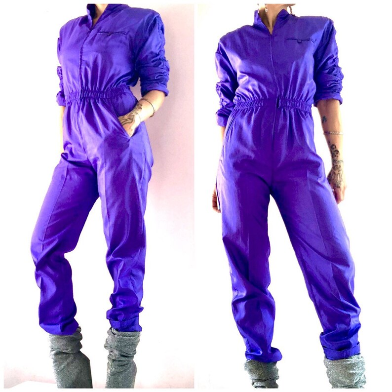 Epic vintage shimmery electric purple perfect fit jumpsuit