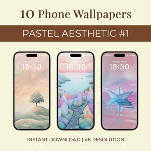 Pastel Aesthetic Phone Wallpapers Set | 10 Soft and Minimal Backgrounds for iPhone & Android | AI Art | 4K iOS Mobile ART | Digital Download