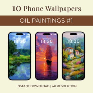 Oil Painting Phone Wallpapers Set | 10 Aesthetic Art Backgrounds for iPhone & Android | AI Art | 4K iOS Mobile ART | Digital Download