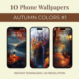 Autumn Colors Phone Wallpapers Set | 10 Aesthetic Fall Backgrounds for iPhone & Android | AI Art | 4K iOS Mobile Art | Digital Download